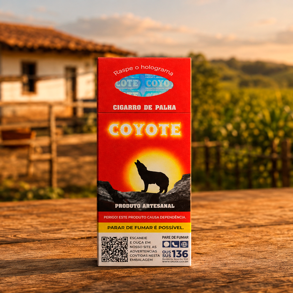 Embalagem COYOTE Tradicional — cigarro de palha, produto artesanal
